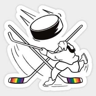 Pride Hockey Player (With Ponytail) LGBT Design Sticker